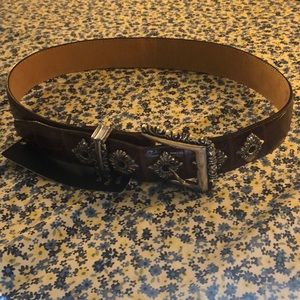 Detailed brown leather belt